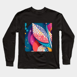 Geometric Leaves Shapes Retro Long Sleeve T-Shirt